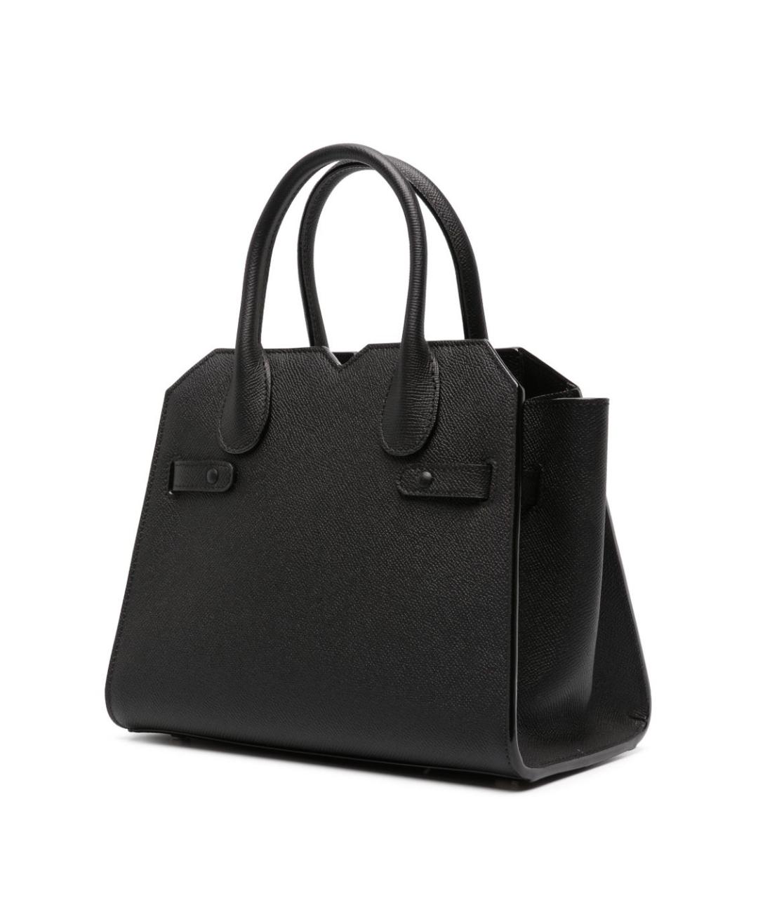 VALEXTRA Черная кожаная сумка тоут, фото 2