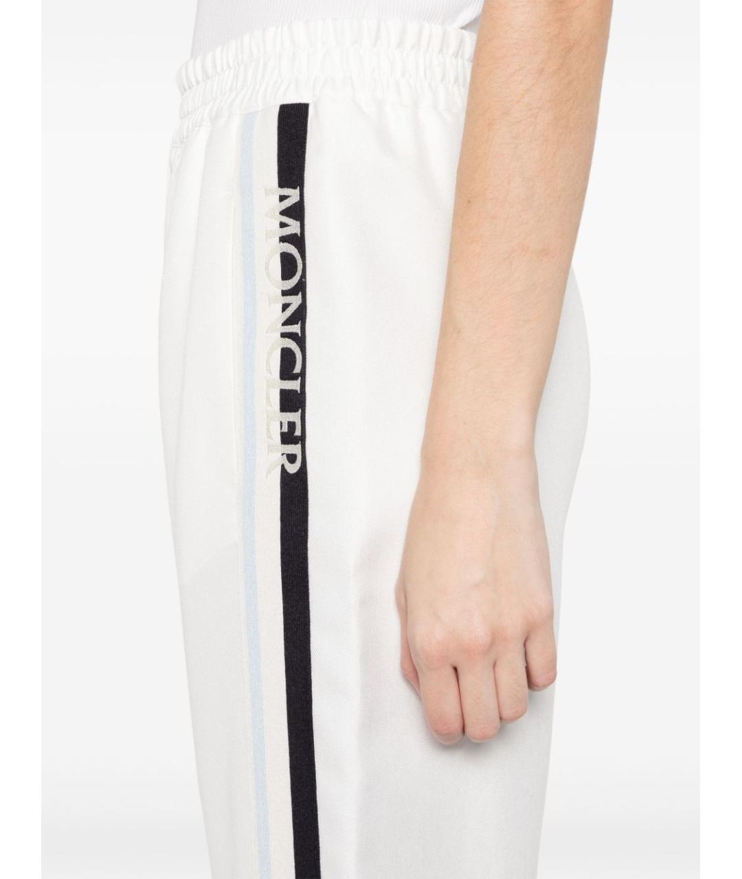 MONCLER Белые вискозные прямые брюки, фото 4