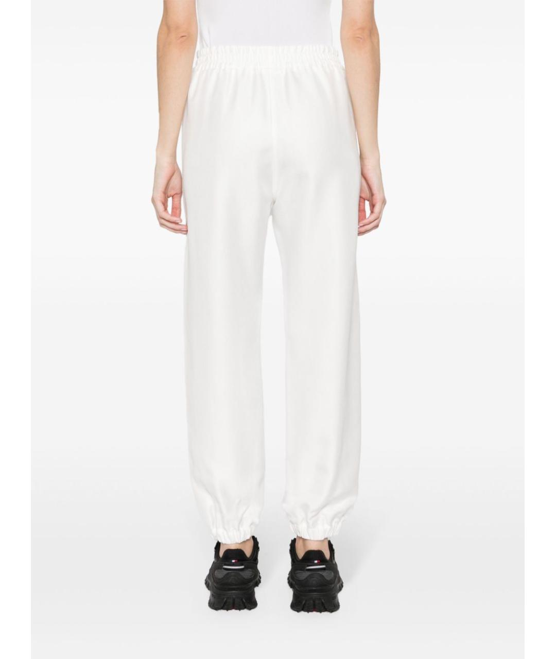 MONCLER Белые вискозные прямые брюки, фото 3