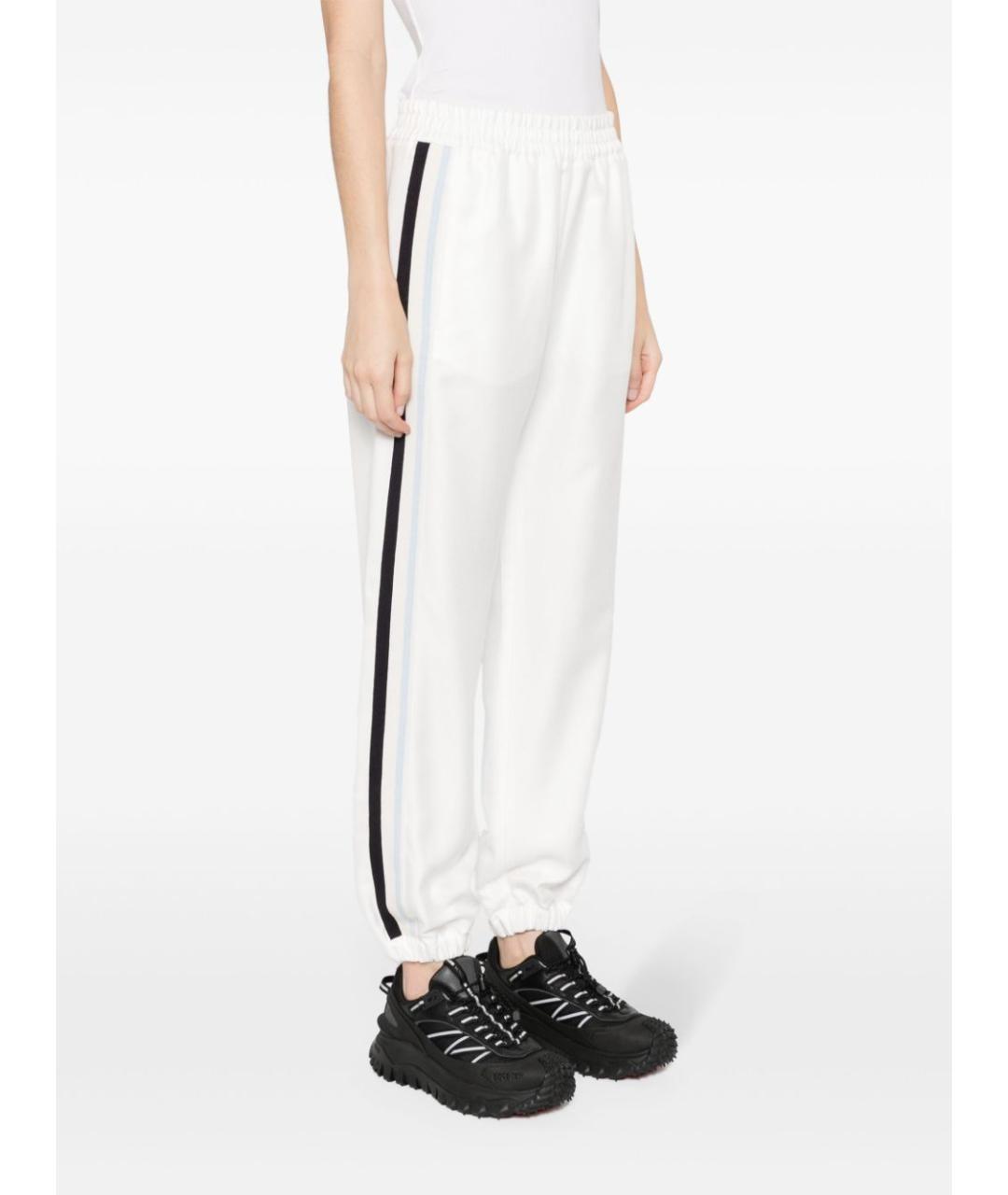 MONCLER Белые вискозные прямые брюки, фото 5