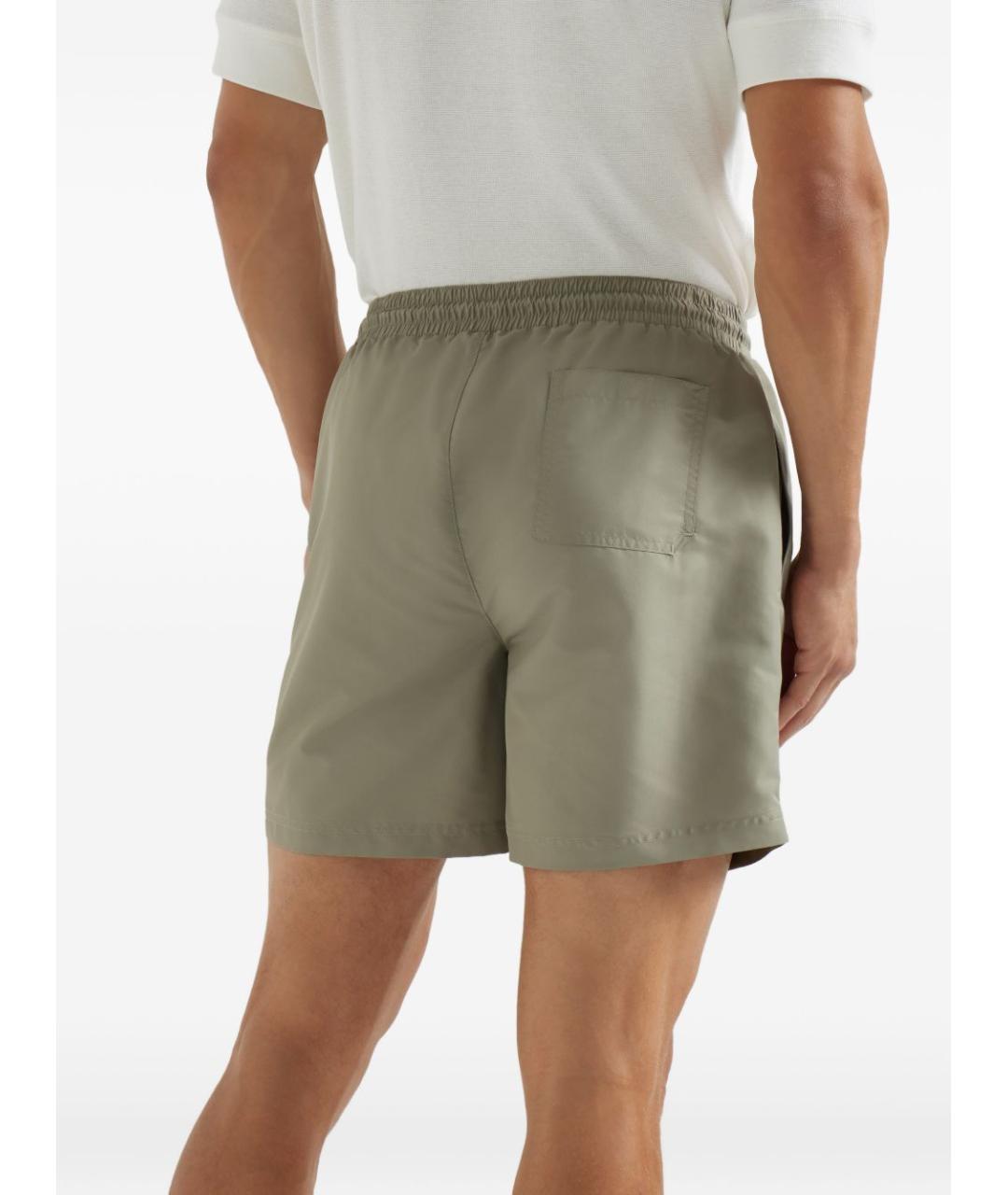 BRUNELLO CUCINELLI Хаки полиамидовые шорты, фото 3