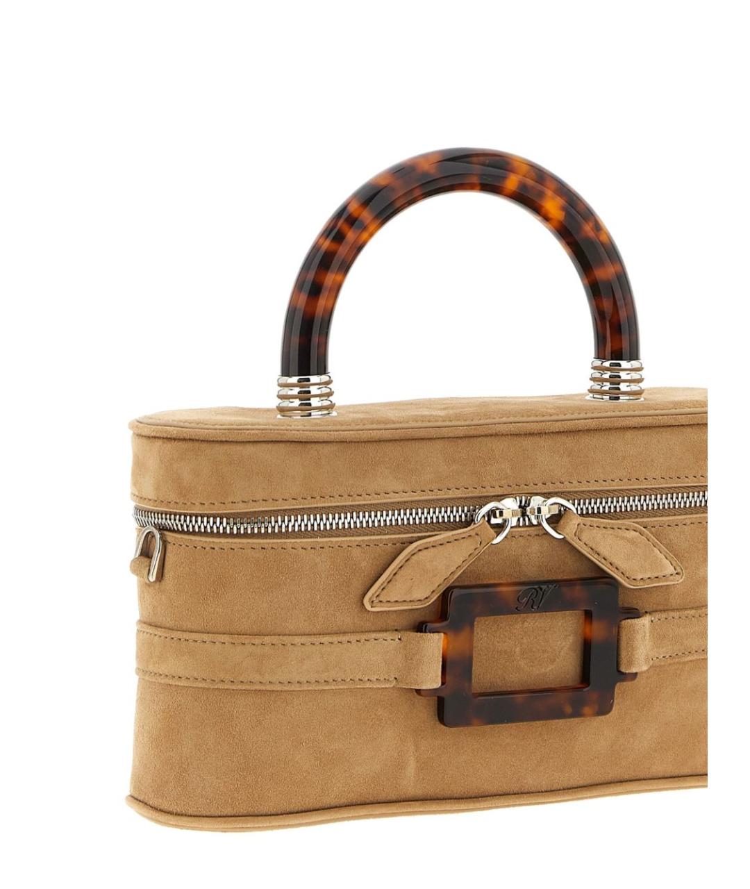 ROGER VIVIER Коричневая замшевая сумка с короткими ручками, фото 3