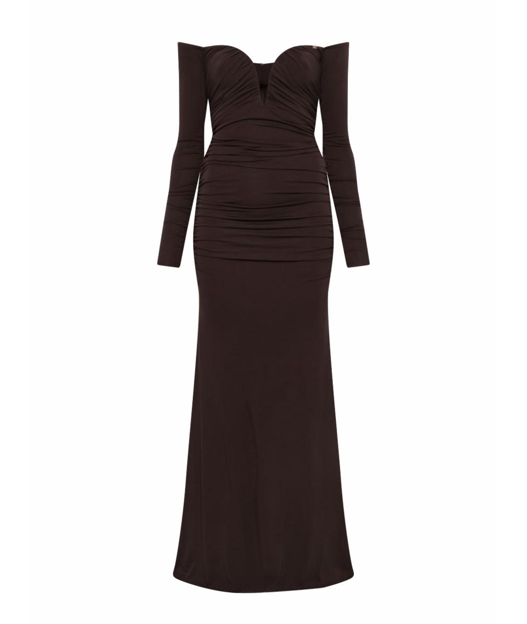 ELISABETTA FRANCHI Коричневое вискозное вечернее платье, фото 1