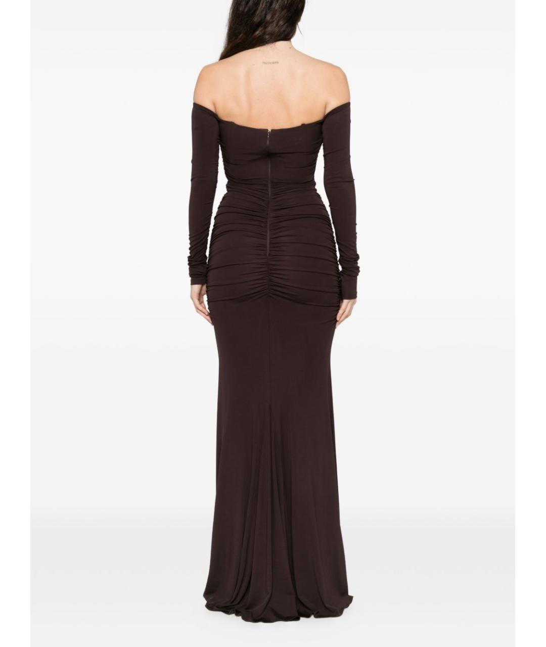 ELISABETTA FRANCHI Коричневое вискозное вечернее платье, фото 5