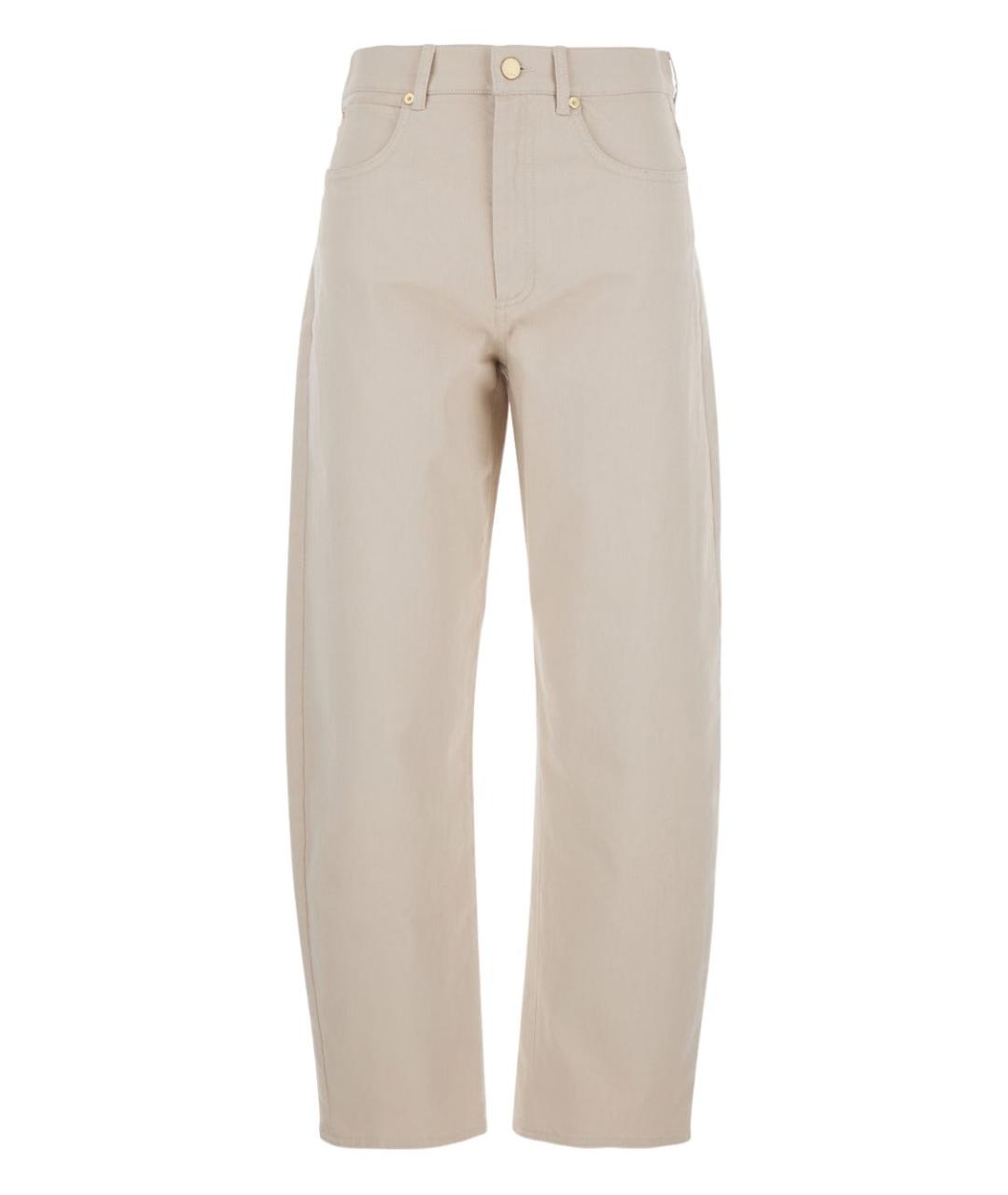 'S MAX MARA Бежевые хлопковые прямые брюки, фото 1