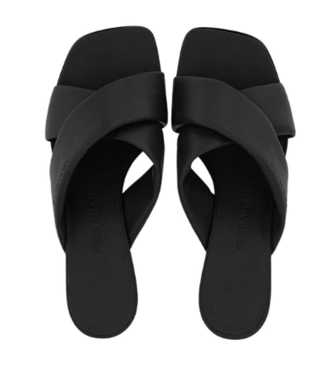 FERRAGAMO Черные кожаные мюли, фото 4