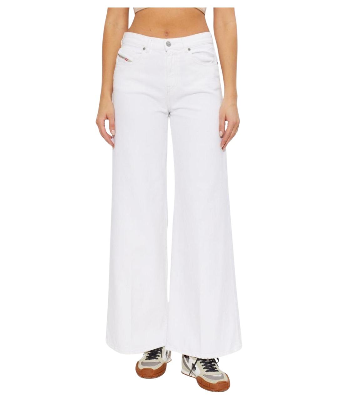 DIESEL Белые хлопковые прямые джинсы, фото 3