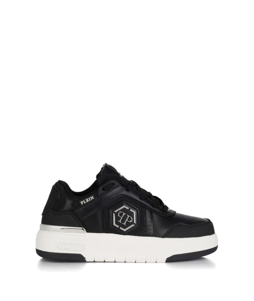 PHILIPP PLEIN Черные кожаные низкие кроссовки / кеды, фото 1