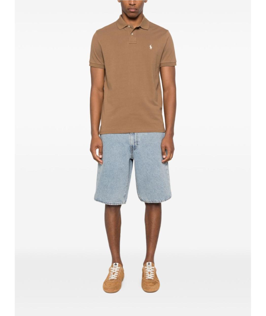 RALPH LAUREN Коричневая хлопковая футболка, фото 4