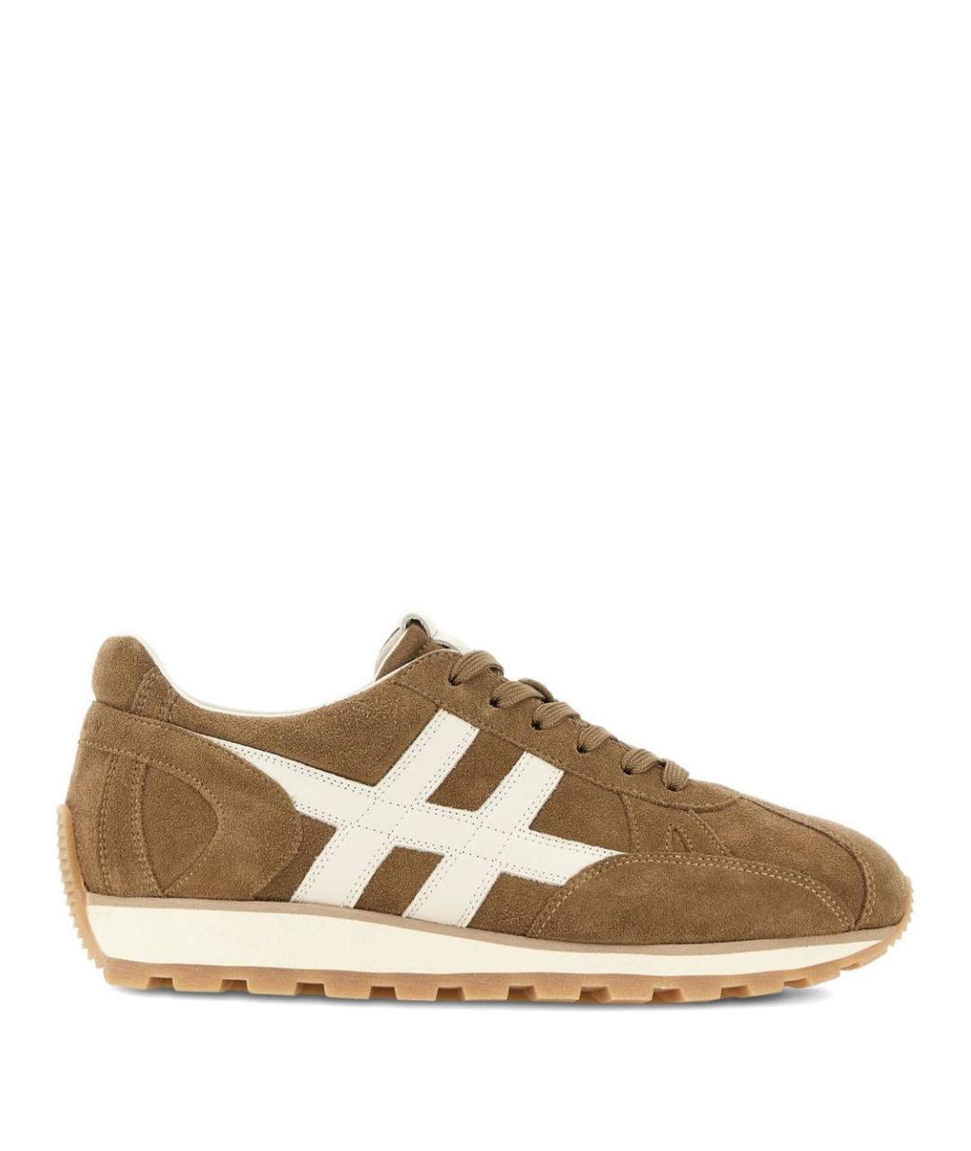 HOGAN Коричневые замшевые низкие кроссовки / кеды, фото 1