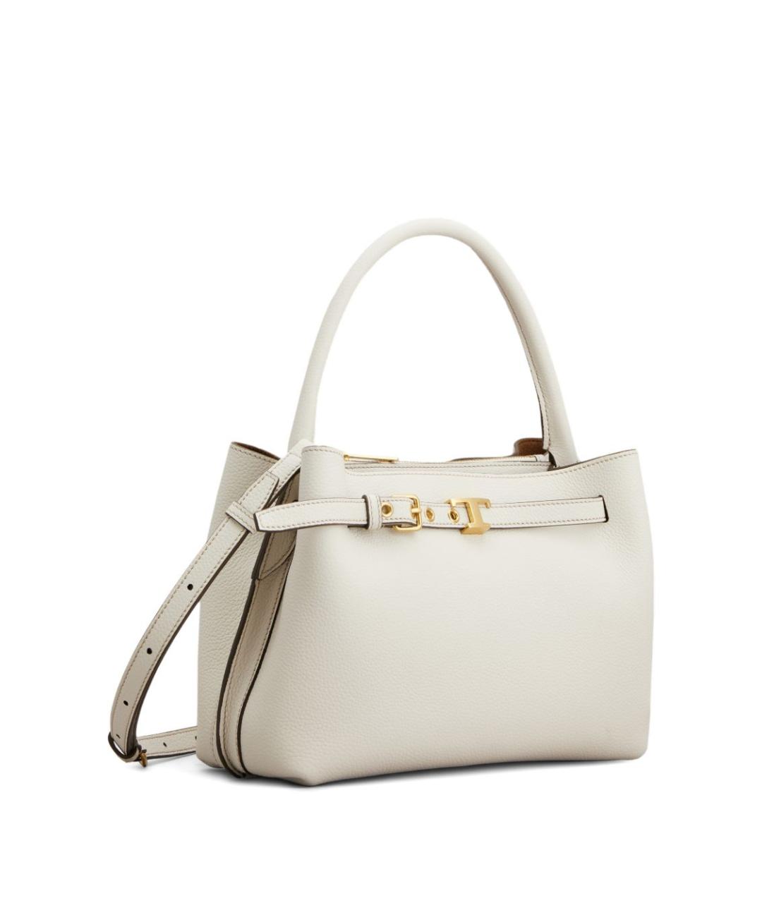 TOD'S Белая кожаная сумка тоут, фото 6