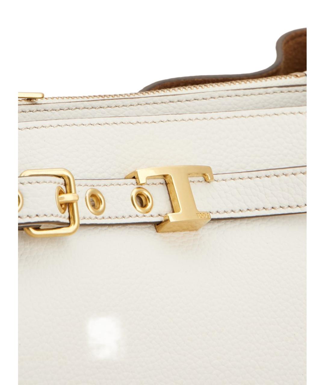 TOD'S Белая кожаная сумка тоут, фото 3