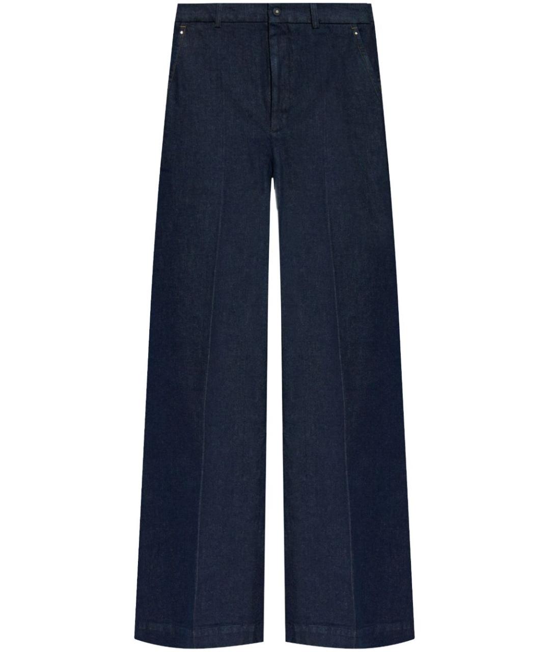 MONCLER Темно-синие хлопковые прямые джинсы, фото 1