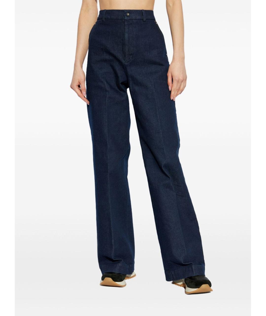 MONCLER Темно-синие хлопковые прямые джинсы, фото 4