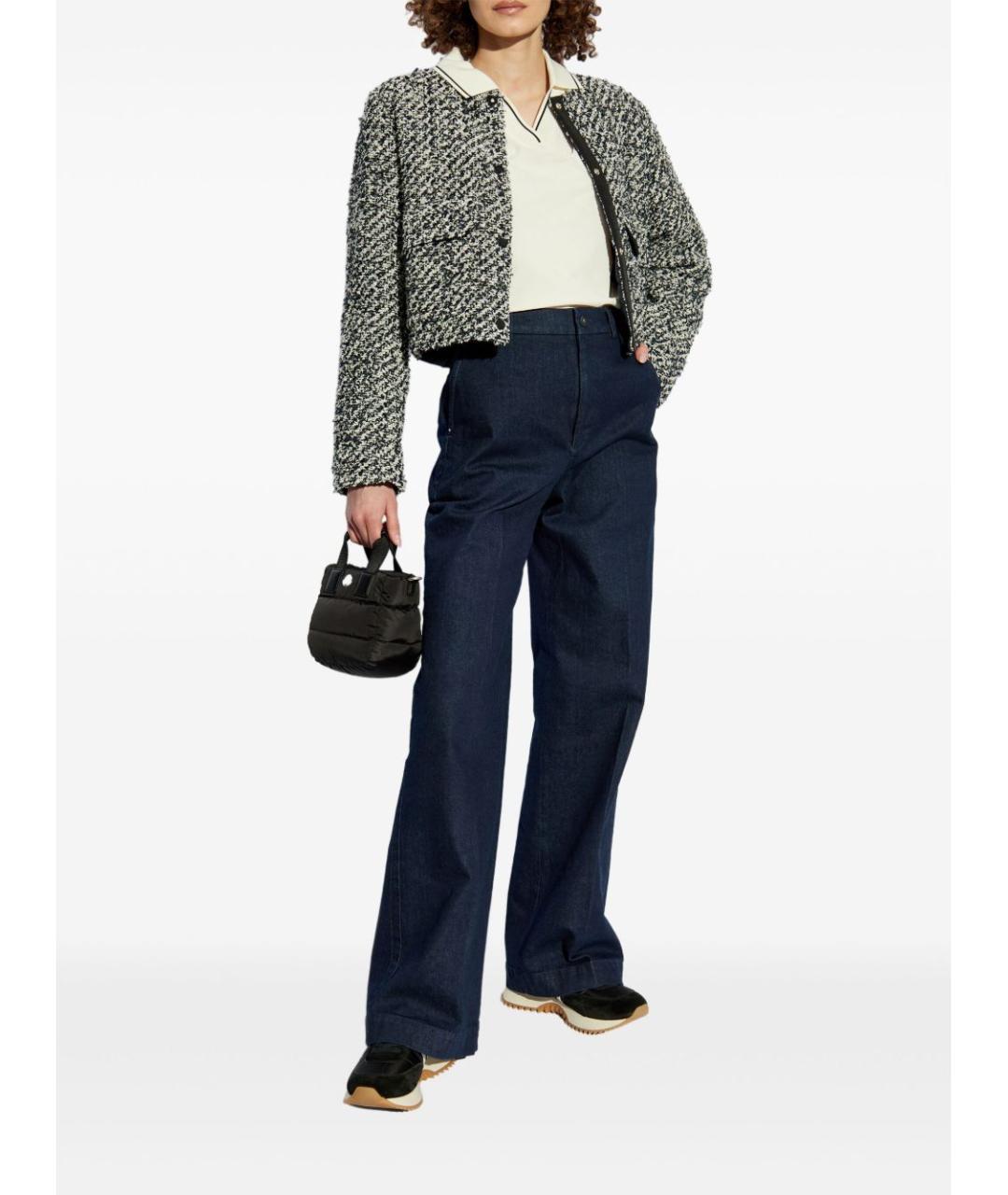 MONCLER Темно-синие хлопковые прямые джинсы, фото 2