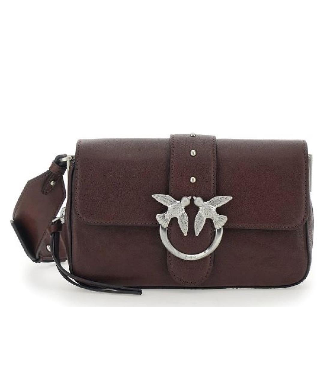 PINKO Коричневая кожаная сумка через плечо, фото 1