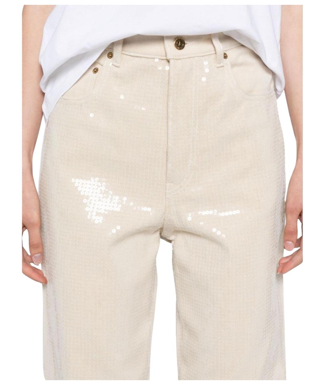 GOLDEN GOOSE DELUXE BRAND Бежевые прямые джинсы, фото 2