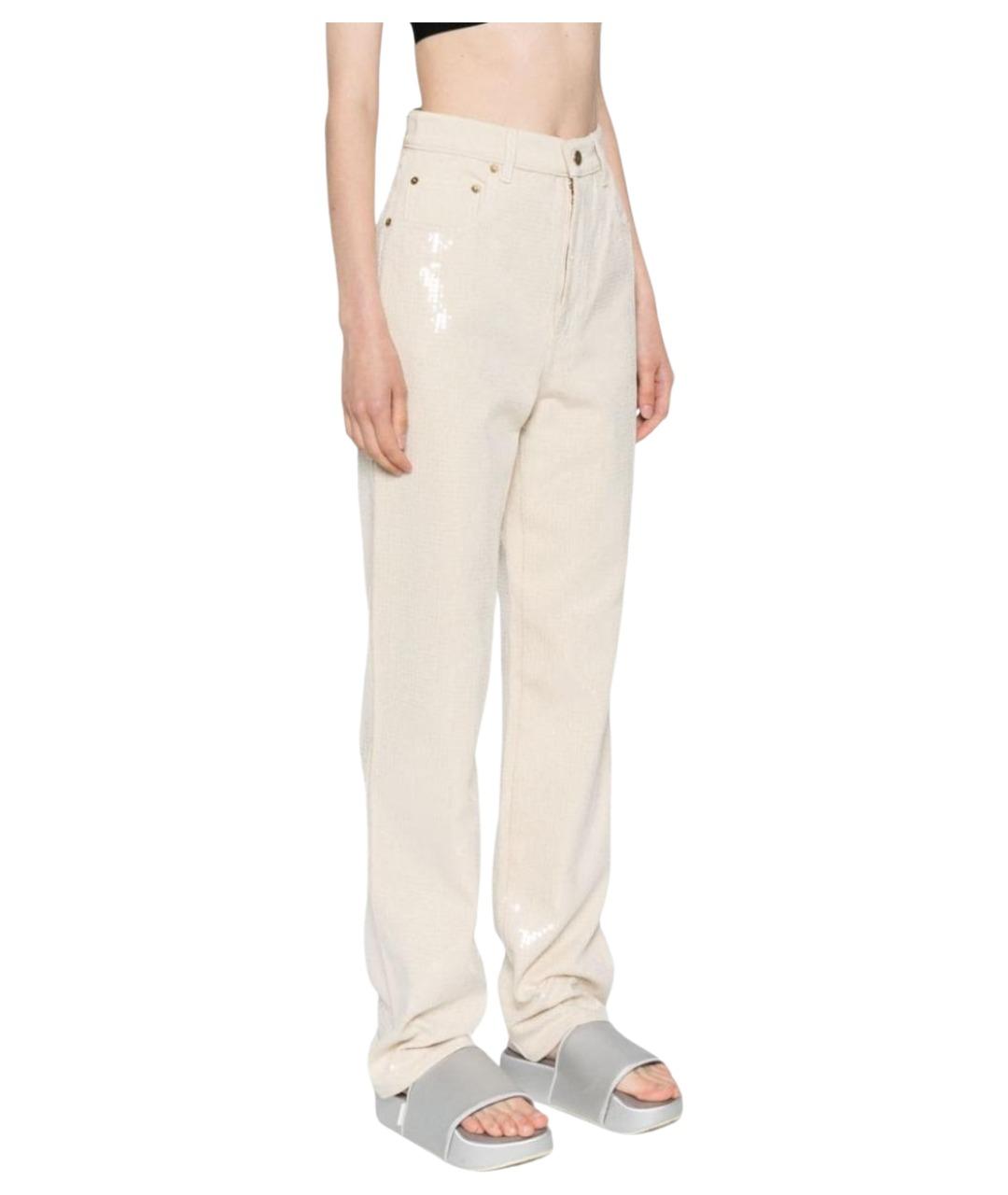 GOLDEN GOOSE DELUXE BRAND Бежевые прямые джинсы, фото 4