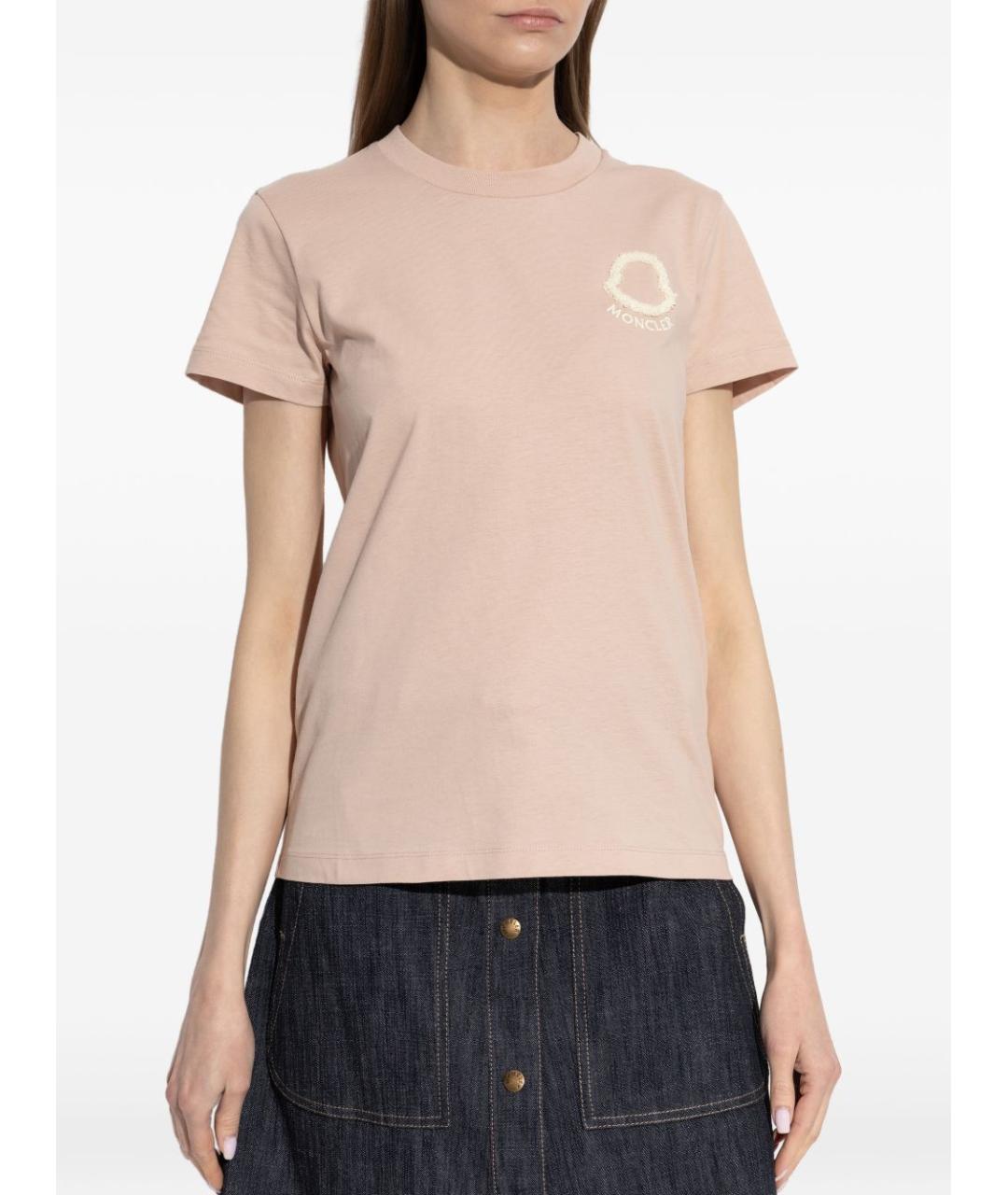 MONCLER Бежевая хлопковая футболка, фото 7