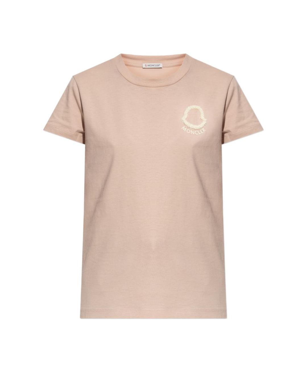 MONCLER Бежевая хлопковая футболка, фото 3