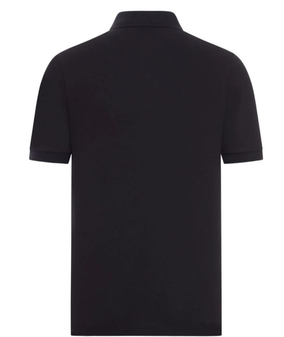 STONE ISLAND Черное хлопковое поло с коротким рукавом, фото 2