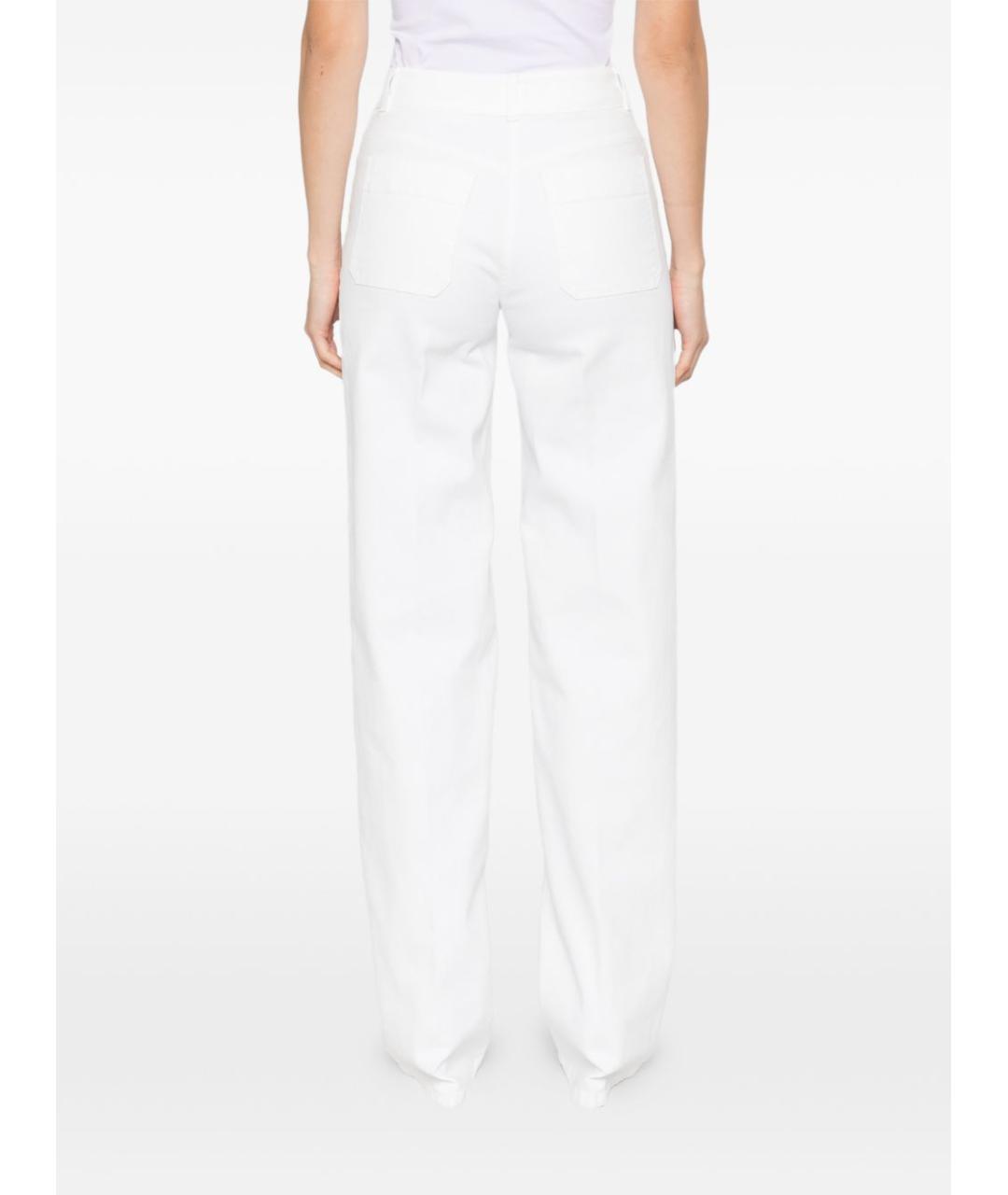 ELISABETTA FRANCHI Белые хлопковые прямые брюки, фото 5