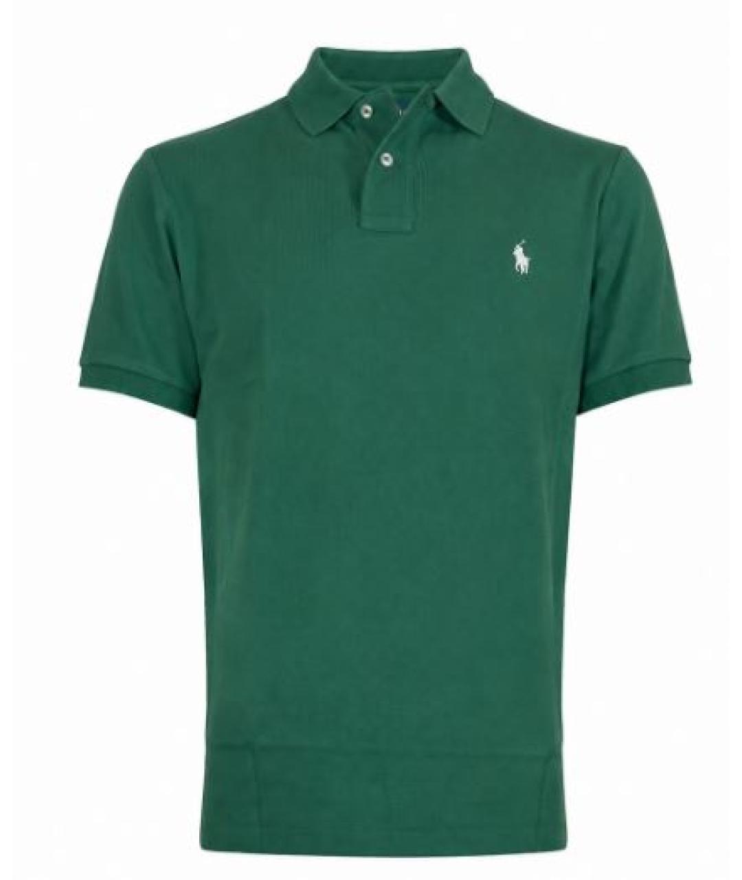 RALPH LAUREN Зеленое хлопковое поло с коротким рукавом, фото 1