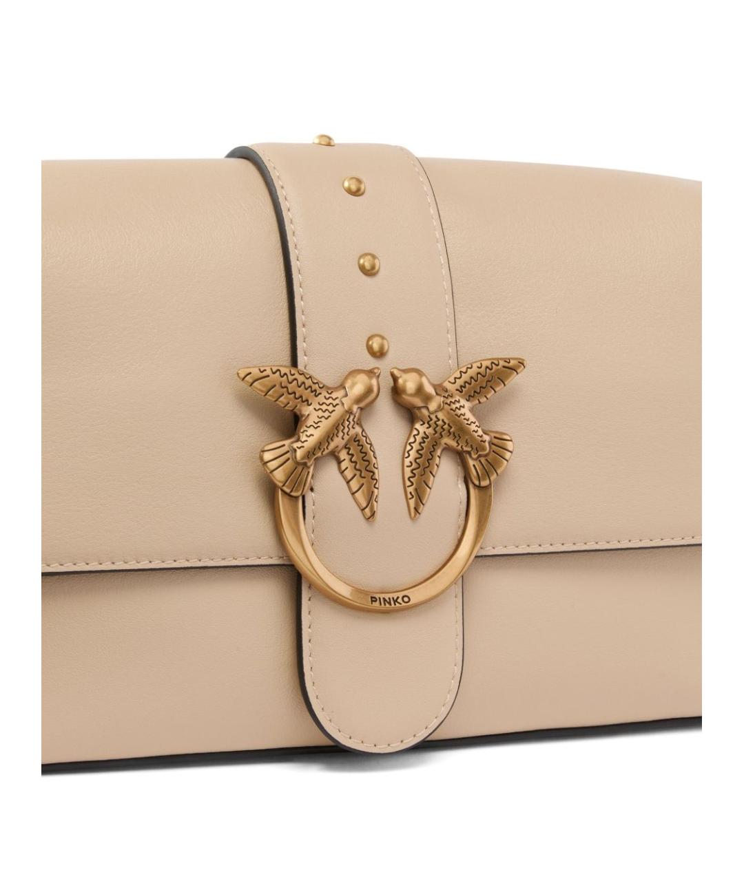 PINKO Бежевая кожаная сумка через плечо, фото 2