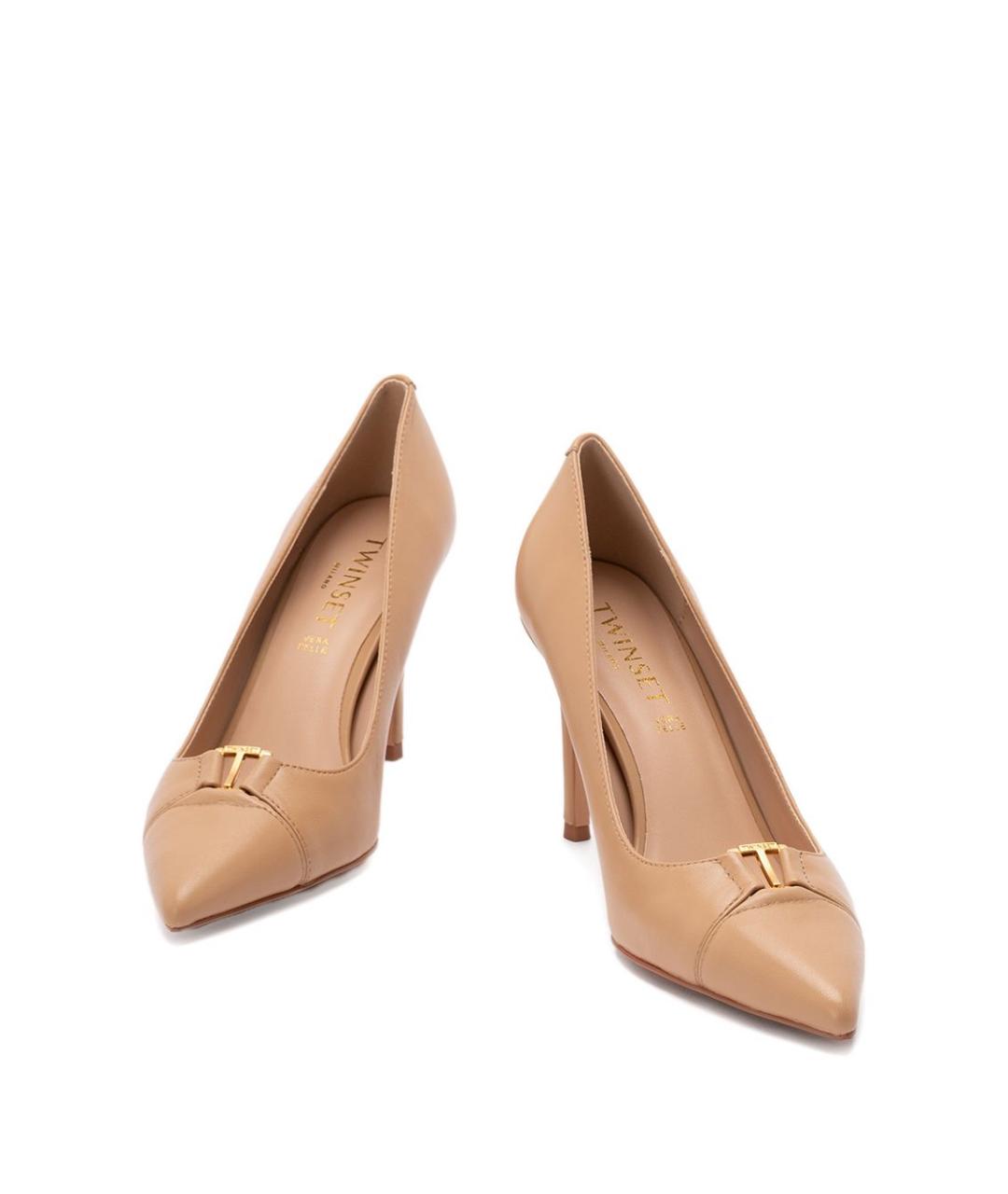 TWIN-SET Бежевые кожаные туфли, фото 2