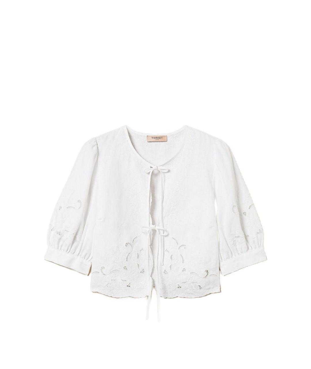 TWIN-SET Белая льняная блузы, фото 1