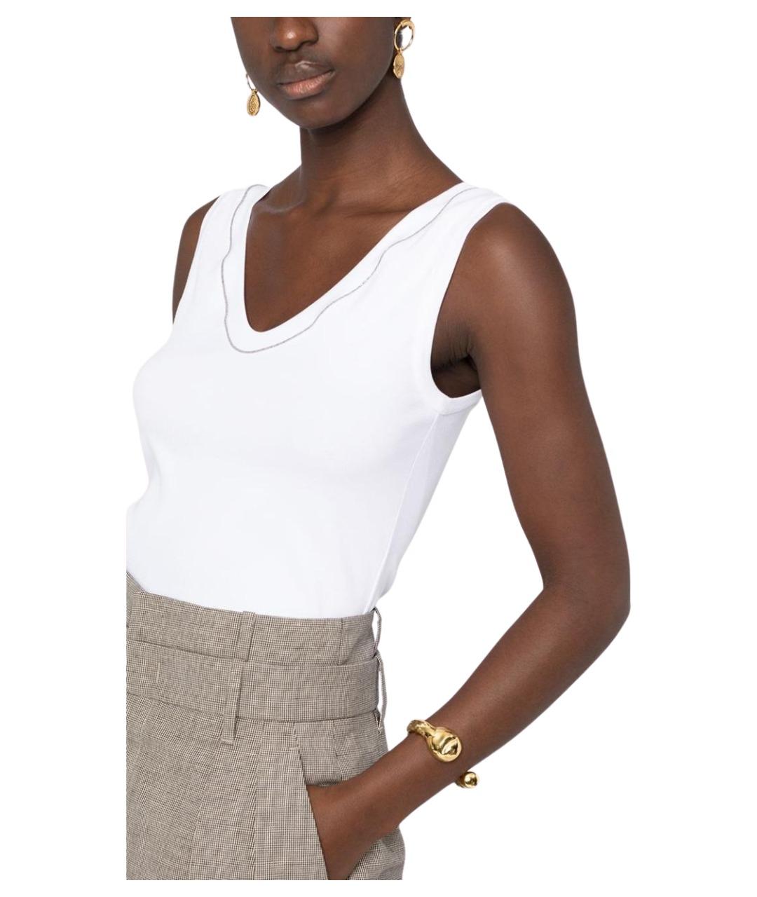 BRUNELLO CUCINELLI Белая хлопковая майка, фото 5