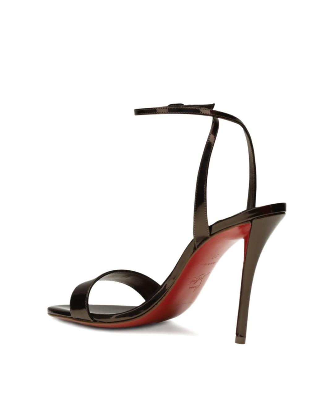 CHRISTIAN LOUBOUTIN Коричневые босоножки из лакированной кожи, фото 3