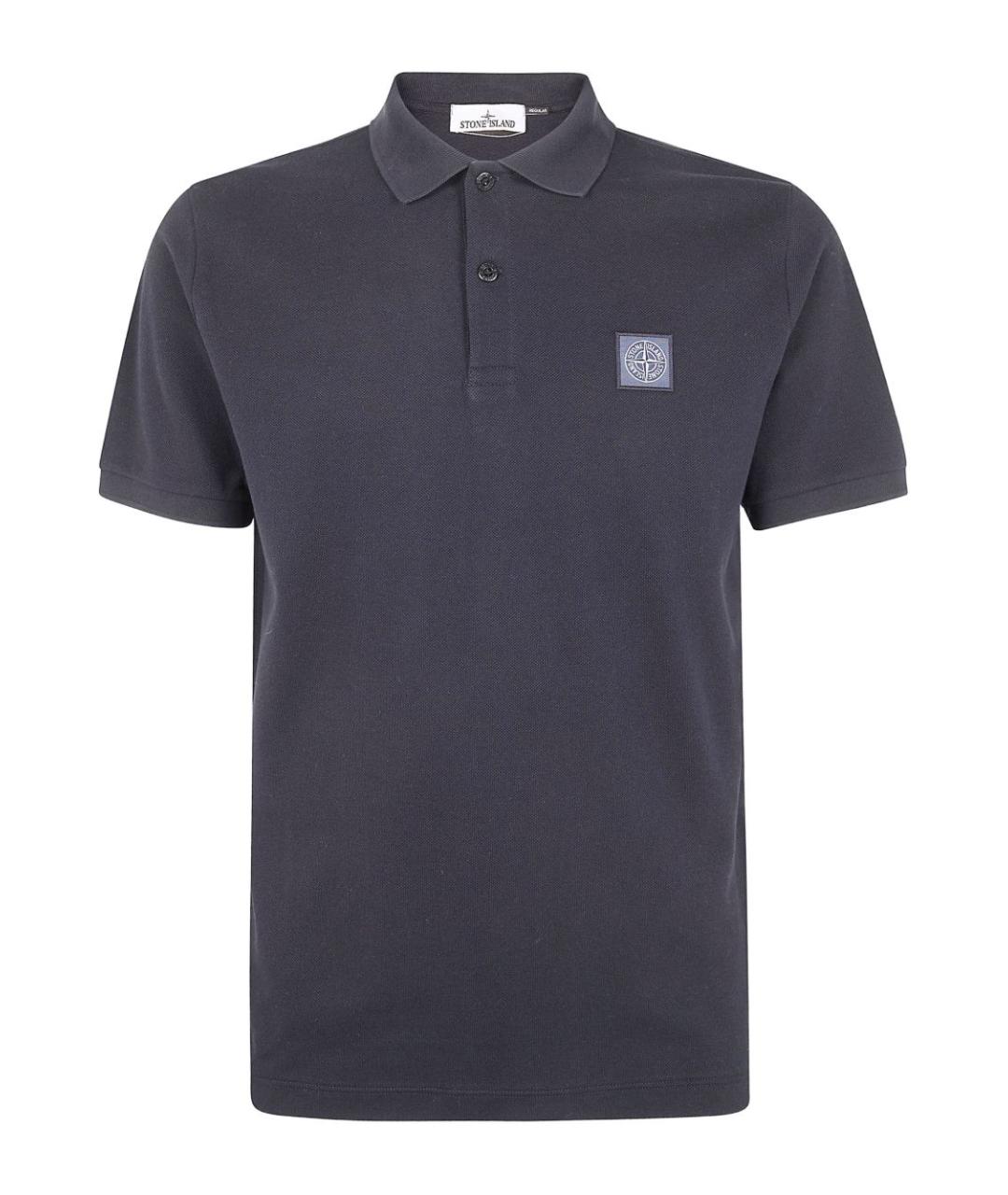 STONE ISLAND Темно-синее хлопковое поло с коротким рукавом, фото 1