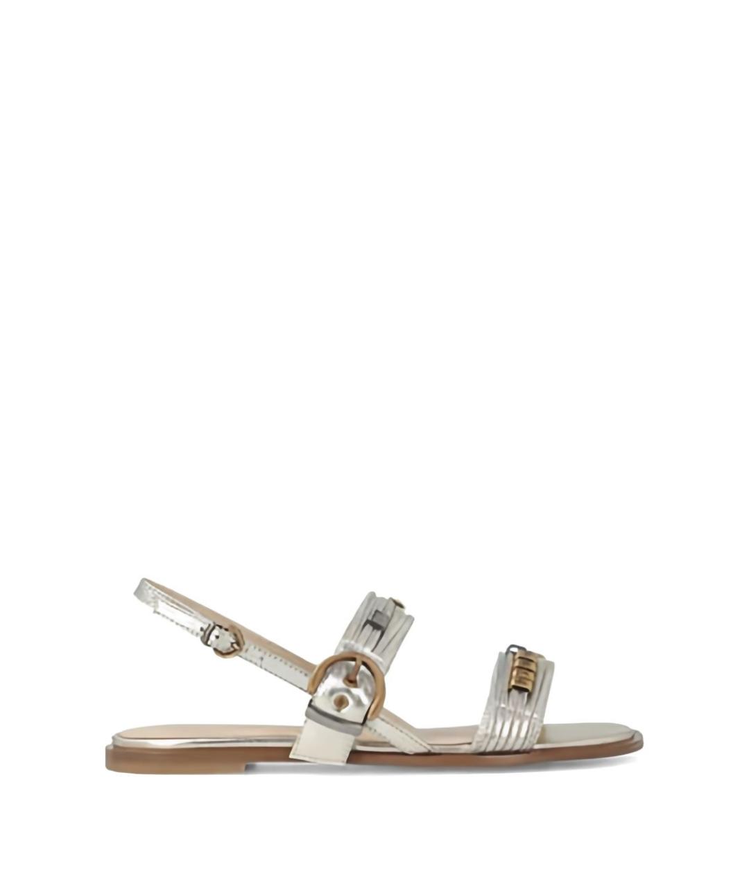 PINKO Серебряные кожаные босоножки, фото 3