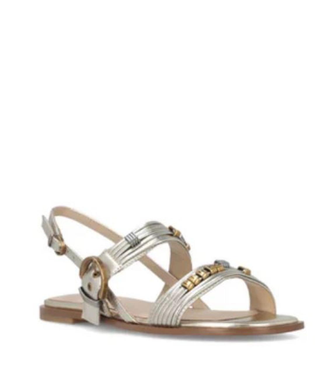 PINKO Серебряные кожаные босоножки, фото 2