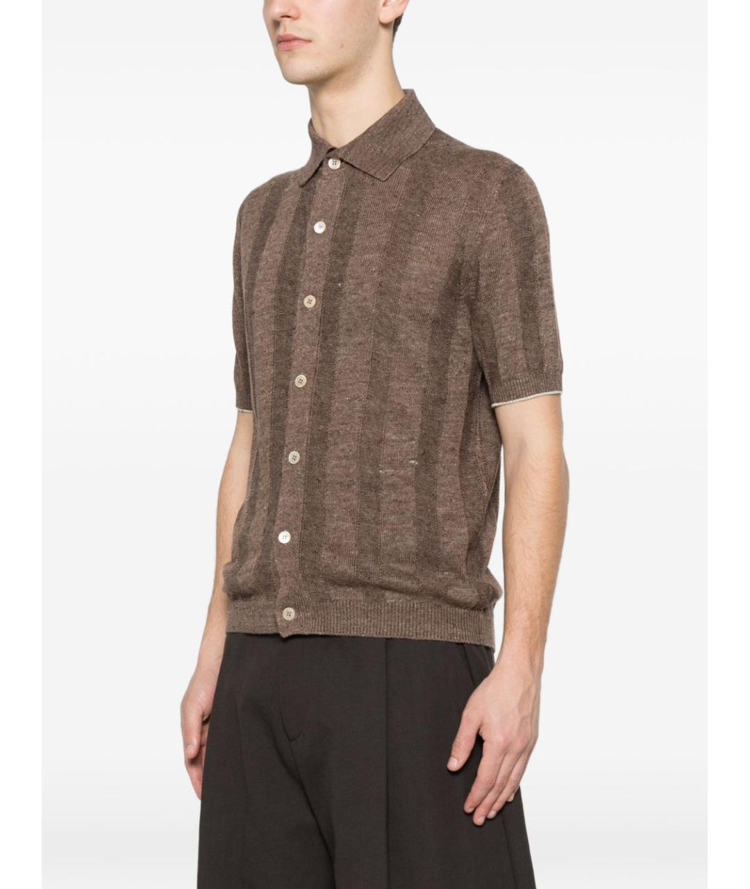 BRUNELLO CUCINELLI Коричневая хлопковая кэжуал рубашка, фото 2