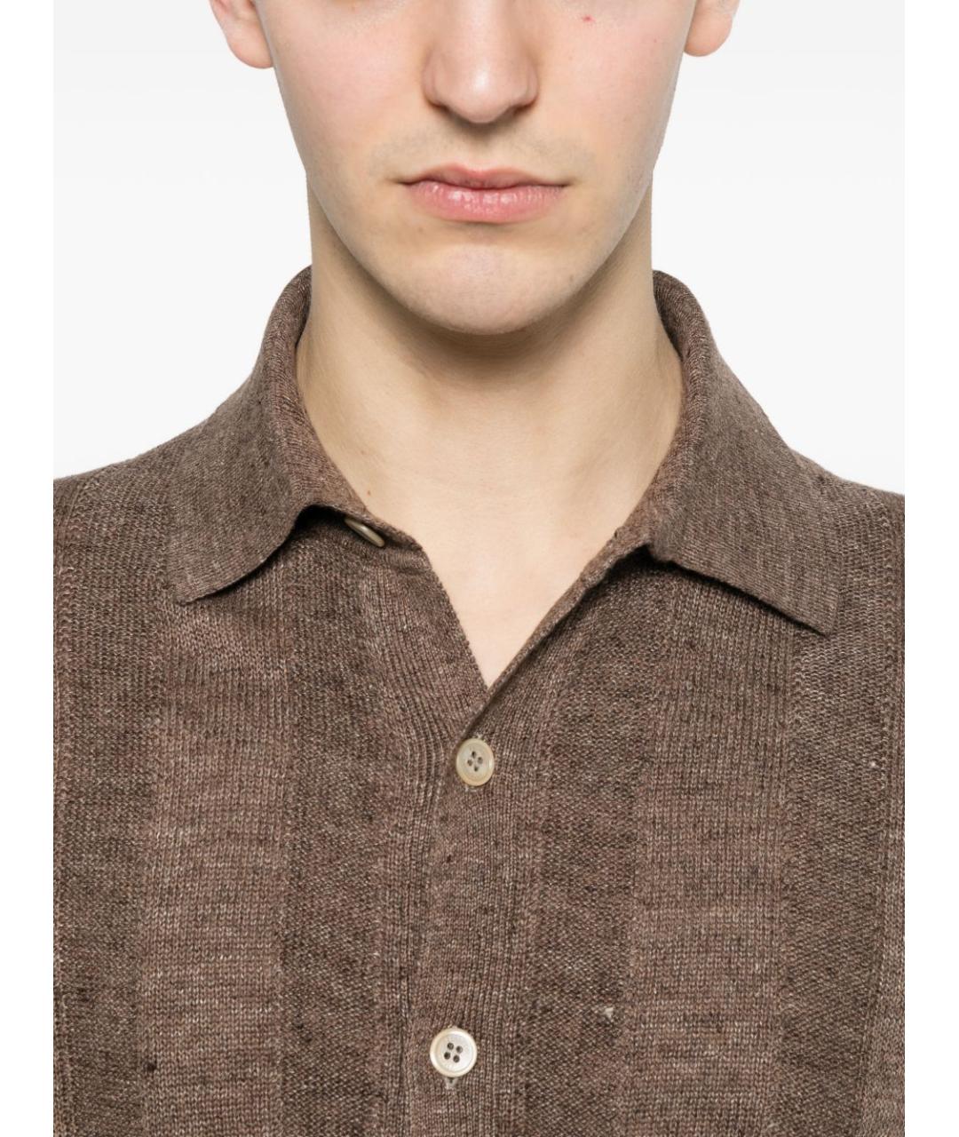 BRUNELLO CUCINELLI Коричневая хлопковая кэжуал рубашка, фото 3