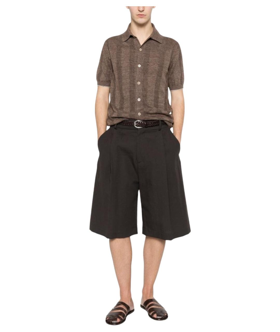 BRUNELLO CUCINELLI Коричневая хлопковая кэжуал рубашка, фото 1