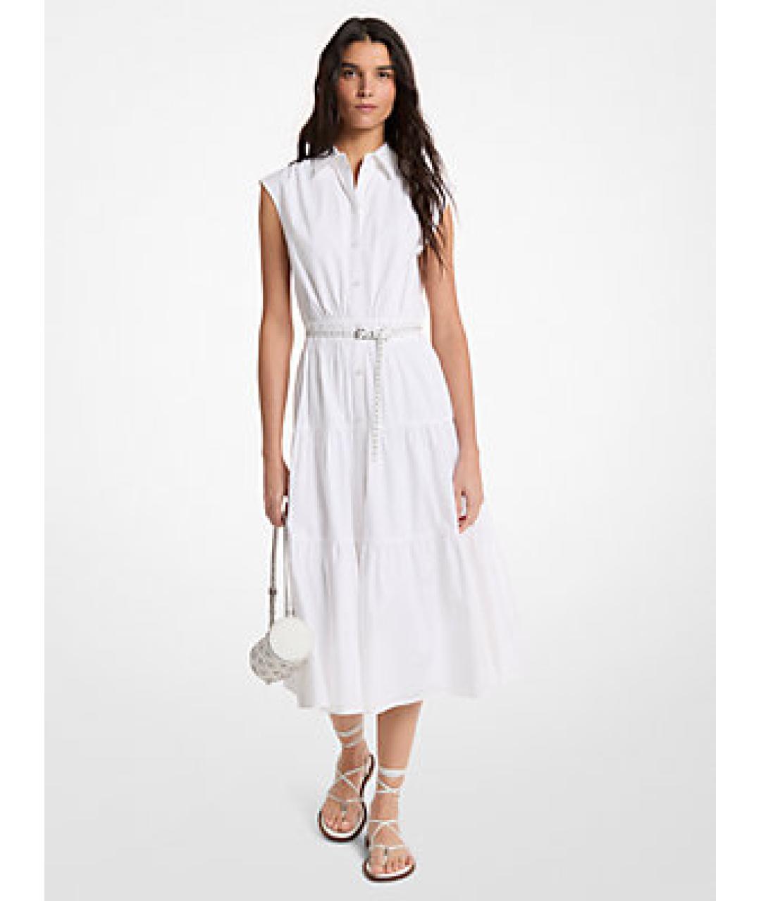 MICHAEL KORS Белое хлопковое повседневное платье, фото 3
