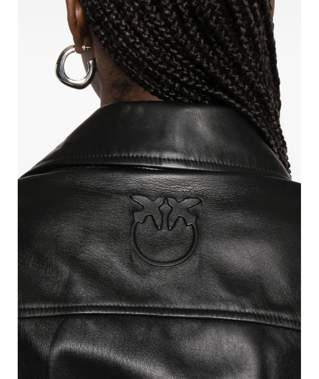 PINKO Черная кожаная куртка, фото 4