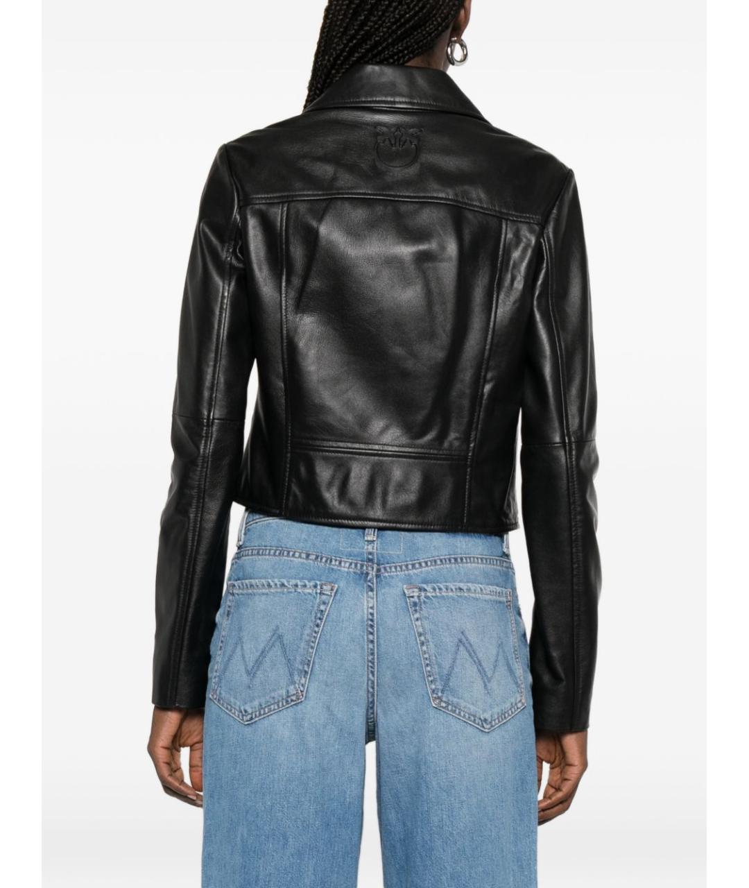 PINKO Черная кожаная куртка, фото 2