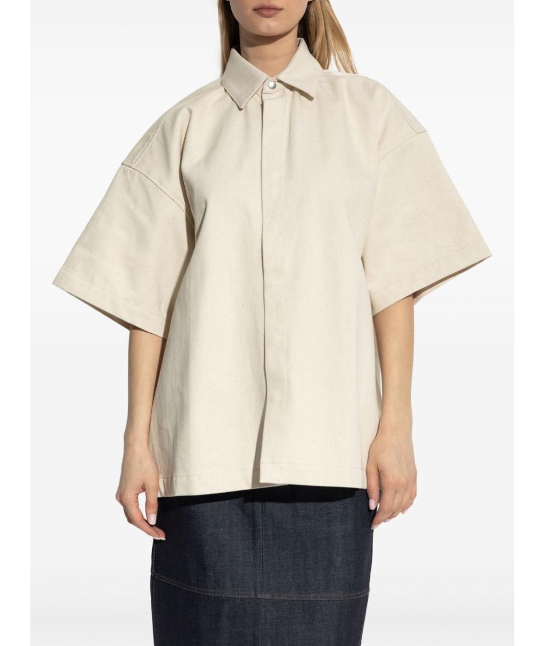 JIL SANDER Бежевая хлопковая рубашка, фото 4