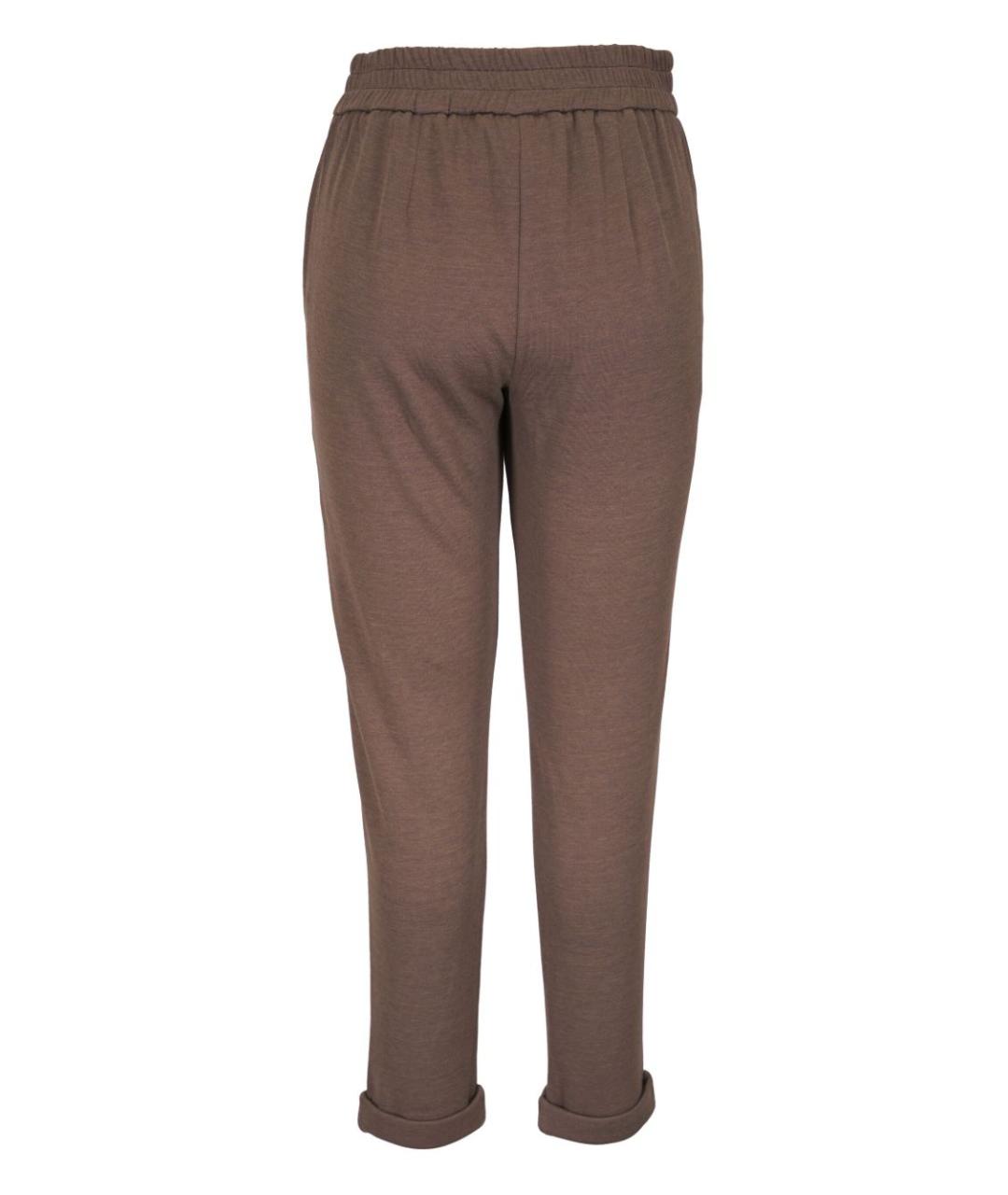 BRUNELLO CUCINELLI Коричневые хлопковые прямые брюки, фото 2