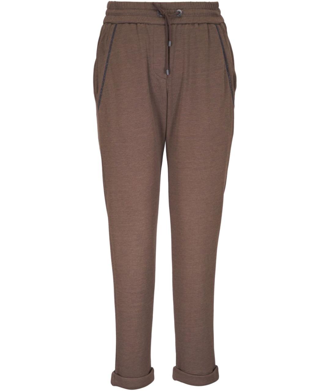 BRUNELLO CUCINELLI Коричневые хлопковые прямые брюки, фото 1