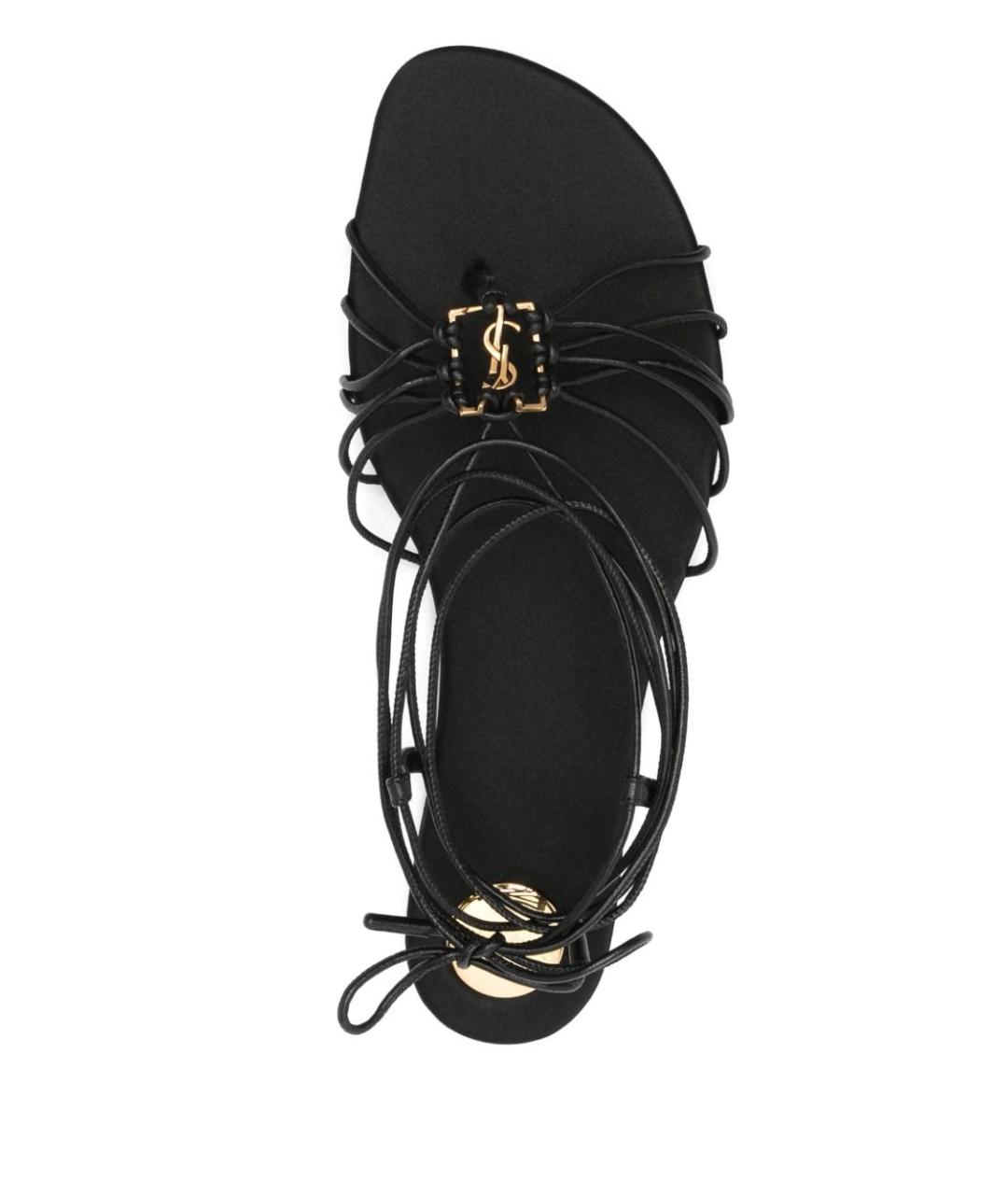 SAINT LAURENT Черные кожаные босоножки, фото 5