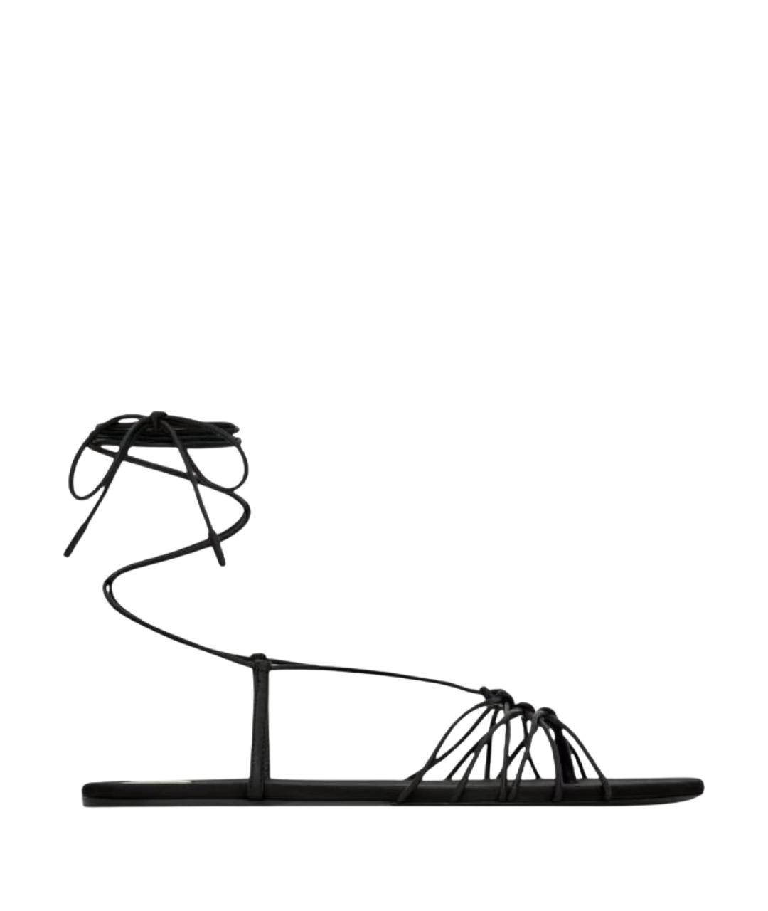 SAINT LAURENT Черные кожаные босоножки, фото 1