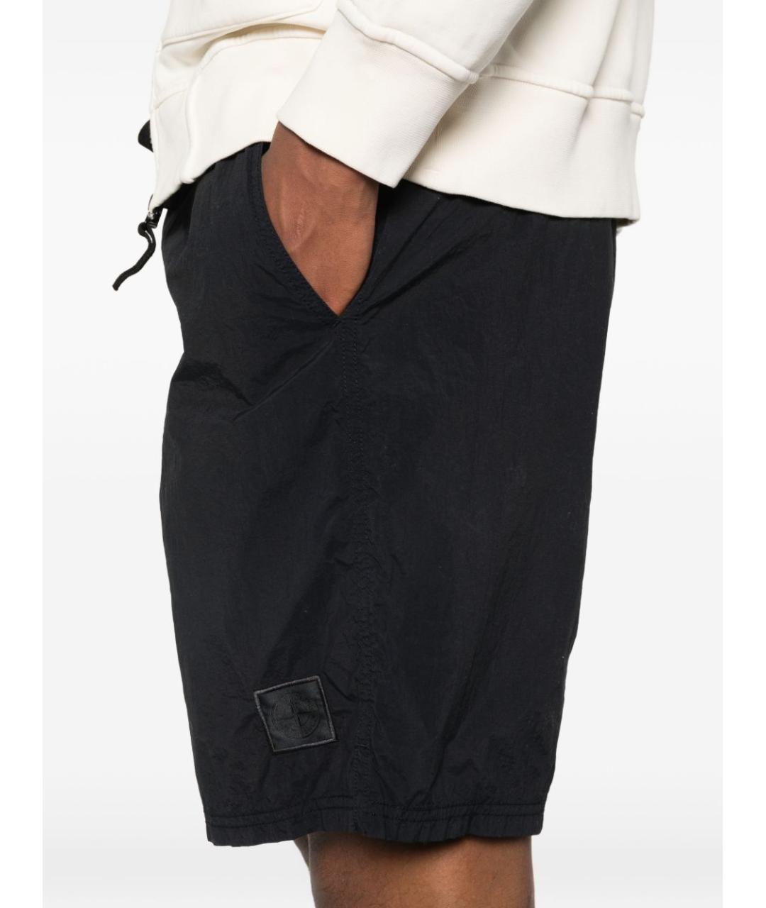 STONE ISLAND Темно-синие полиамидовые шорты, фото 5