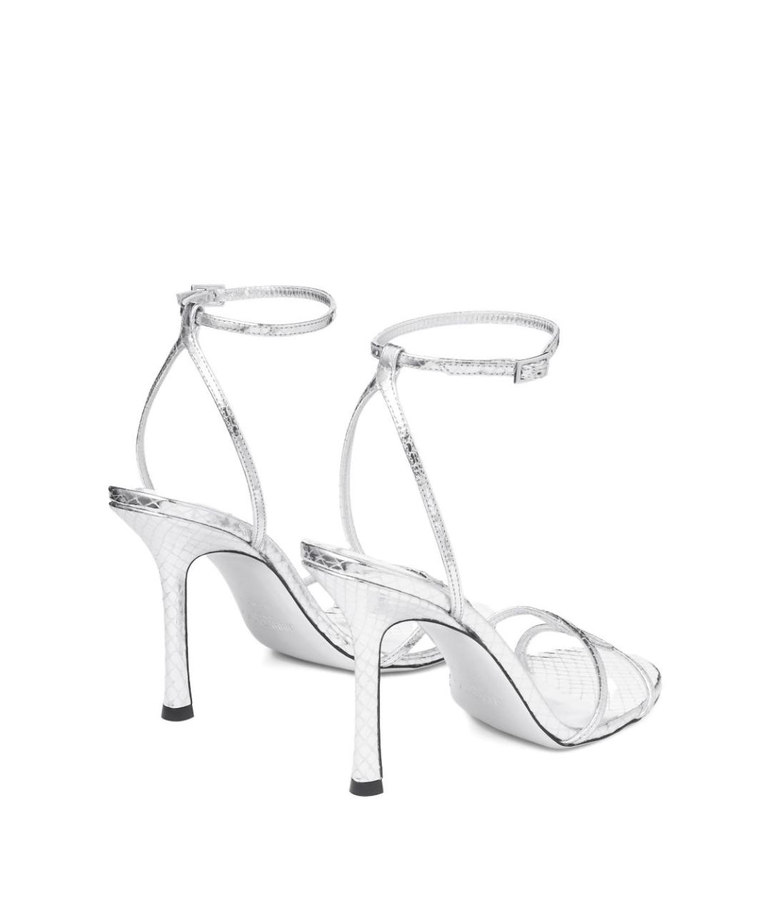 JIMMY CHOO Серебряные кожаные босоножки, фото 3