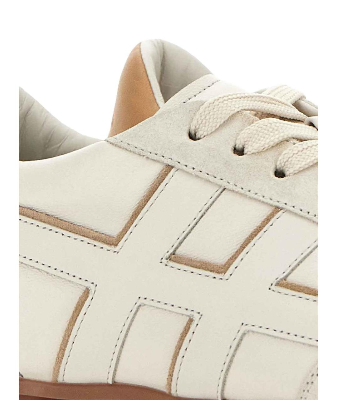 HOGAN Бежевые кожаные кроссовки, фото 2