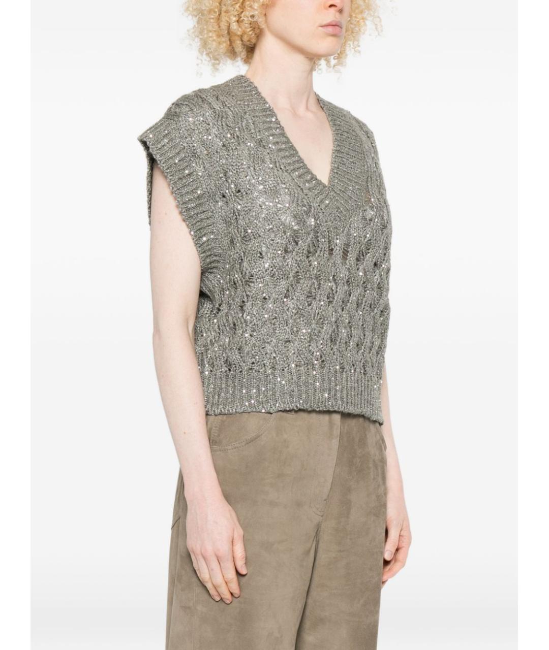 BRUNELLO CUCINELLI Зеленая хлопковая жилетка, фото 4